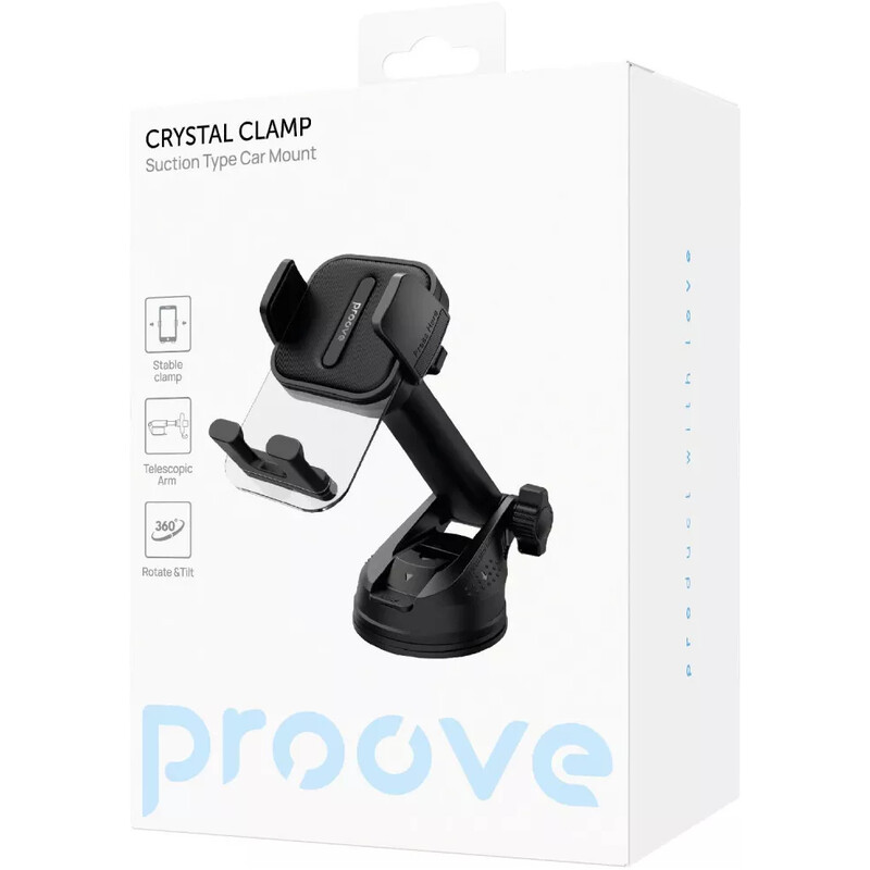 Держатель автомобильный Proove Crystal Clamp Suction Type Car Mount Black (CHCS00000001)