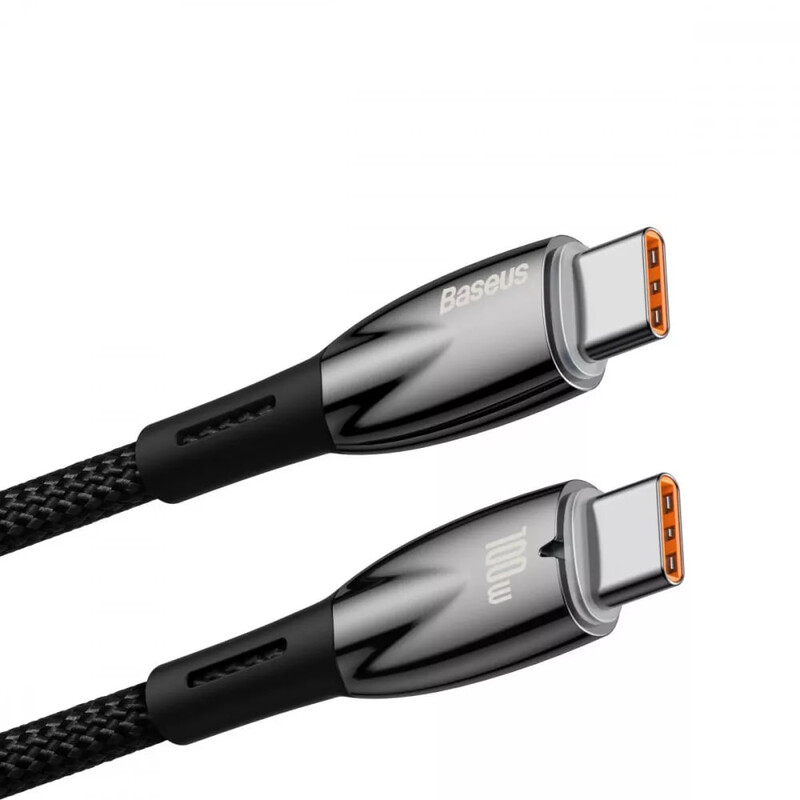 Кабель Baseus Glimmer Series Fast Charging USB Type-C - USB Type-C (M/M), 100W, 1 м, Black (CADH000701)