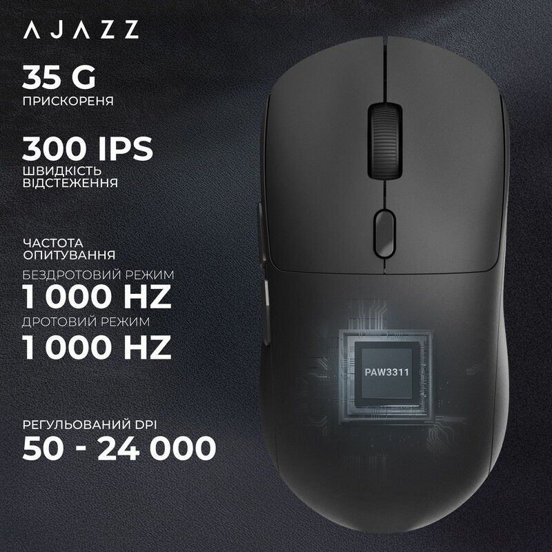 Мышь беспроводная Ajazz x Nacodex NJ07 MC Black (NJ07-MC-B)