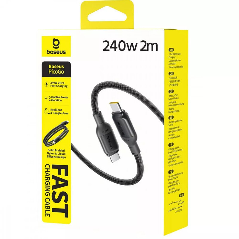 Кабель Baseus PicoGo USB Type-C - USB Type-C (M/M), 240W, 2 м, Black (E0423301)