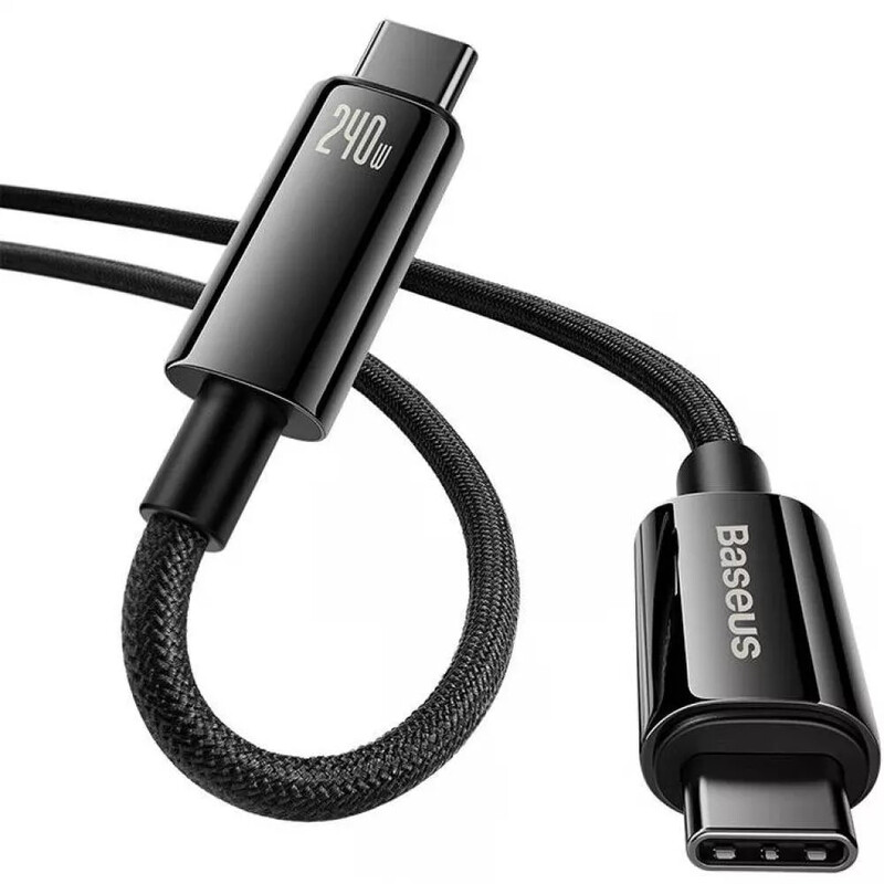 Кабель Baseus Tungsten Gold Fast Charging USB Type-C - USB Type-C (M/M), 240W, 3 м, Black (CAWJ040201)