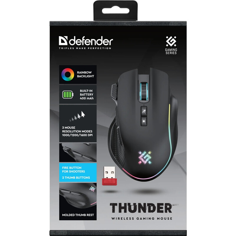 Миша бездротова Defender Thunder GM-213 Black (52213)