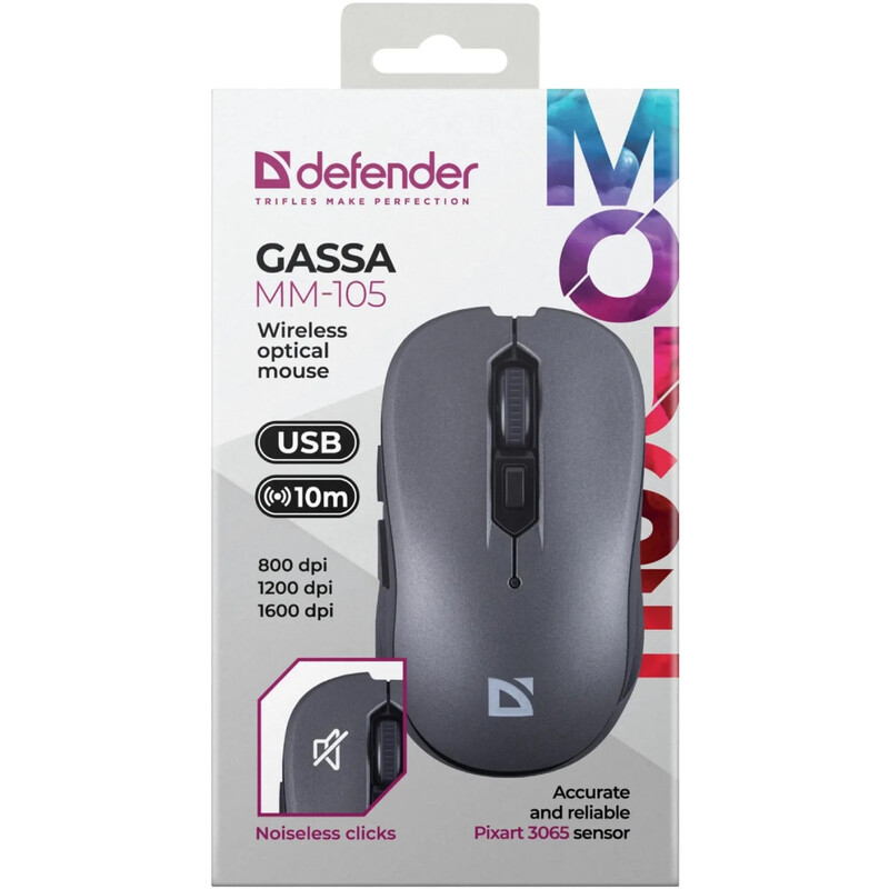 Миша бездротова Defender Gassa MM-105 Grey (52104)