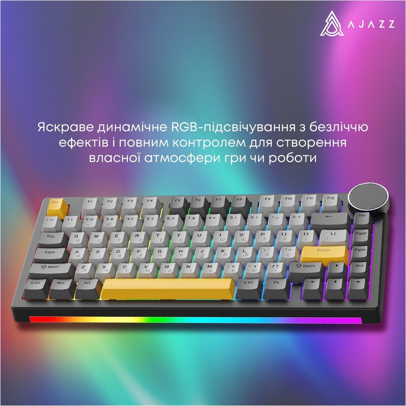 Клавіатура бездротова Ajazz AK820 V2 Coconut Flake Switch Black/Gray (AK820-V2-CF-BGY)