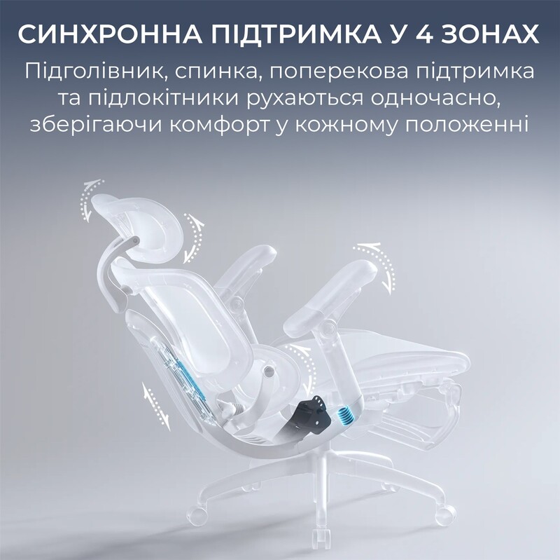 Крісло офісне Sihoo Doro C300 PRO V2 White з підставкою для ніг (C300-PRO-V2-B102-JT)
