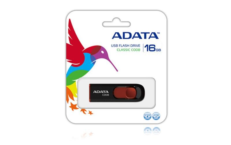 Флеш-накопитель USB 16GB A-Data C008 Black/Red (AC008-16G-RKD)
