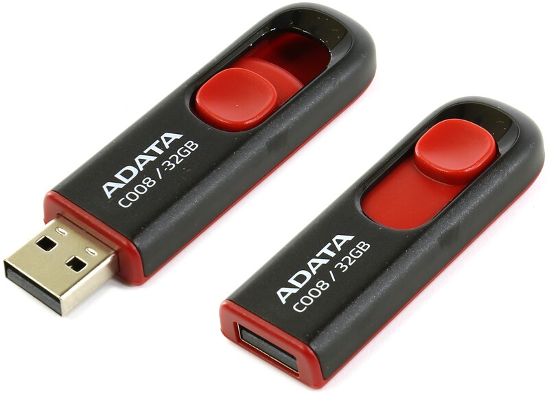 Флеш-накопитель USB 32GB A-Data C008 Black/Red (AC008-32G-RKD)