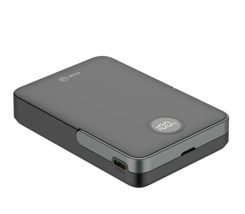Універсальна мобільна батарея Atria 10000mAh 15W Black (WPD-W57B)