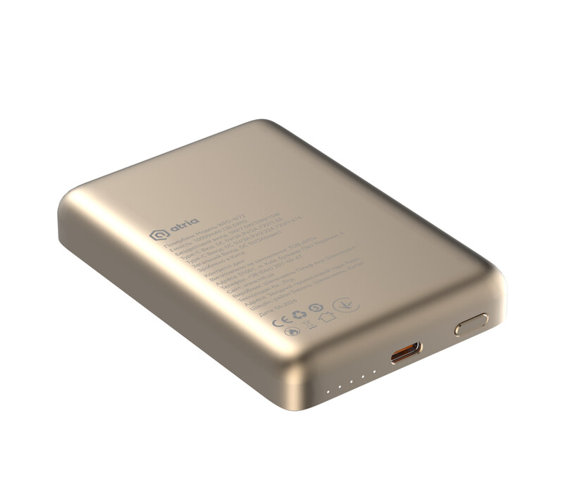 Універсальна мобільна батарея Atria 10000mAh 15W Gold (WPD-W72G)