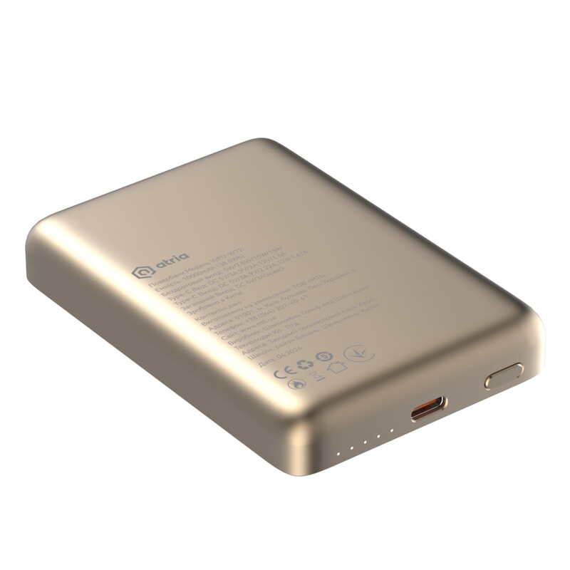 Універсальна мобільна батарея Atria 10000mAh 15W Gold (WPD-W72G)