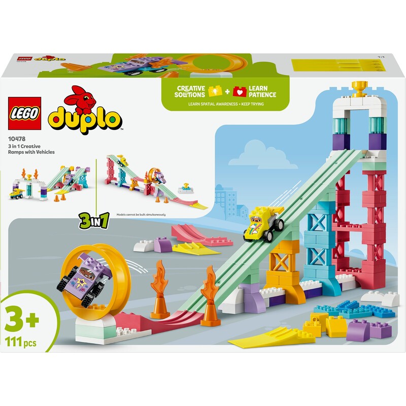 Конструктор LEGO Duplo Town 3 в 1 Цікаві гірки та трампліни з автомобілями (10478)