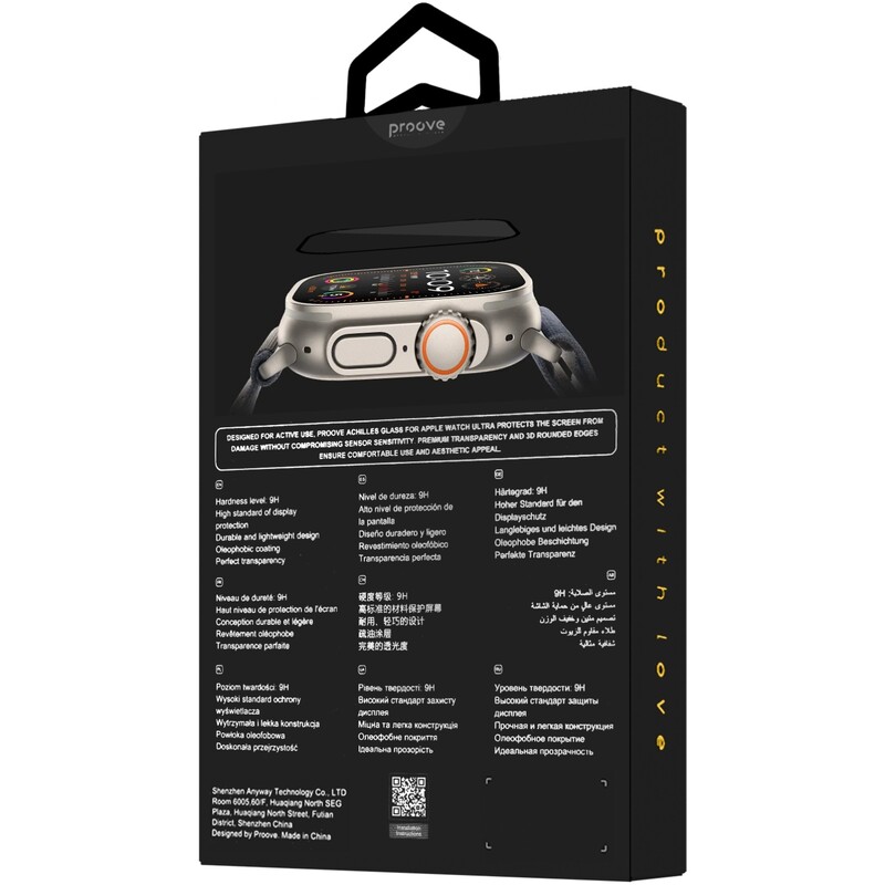 Защитное стекло Proove Achilles для Apple Watch Ultra/Watch Ultra 2/3 49 mm Black (PGPWU249MM01)