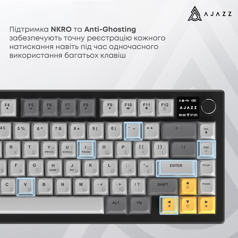 Клавіатура бездротова Ajazz AF82 Blue/White (AF82-BW)