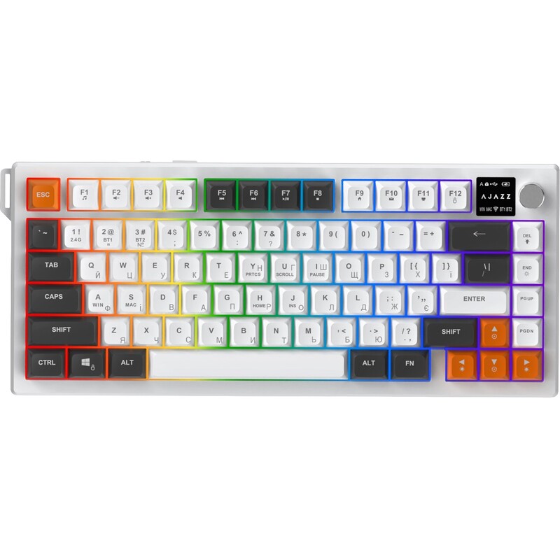 Клавіатура бездротова Ajazz AF82 Gray/White/Orange (AF82-GWO)