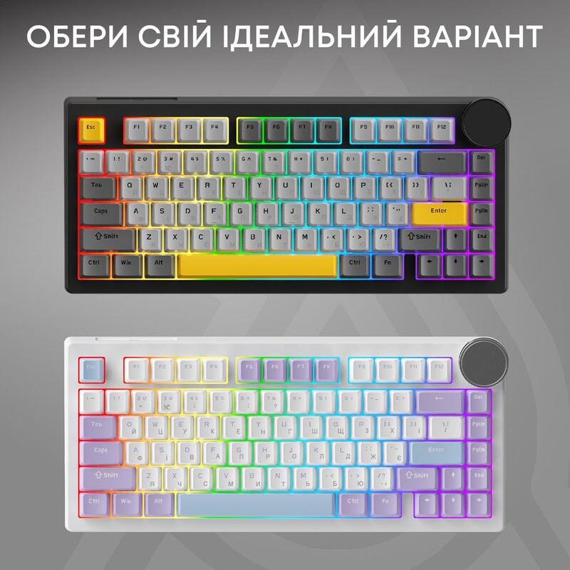 Клавіатура бездротова Ajazz AK820 V2 Coconut Flake Switch Purple/White/Blue (AK820-V2-CF-PWB)