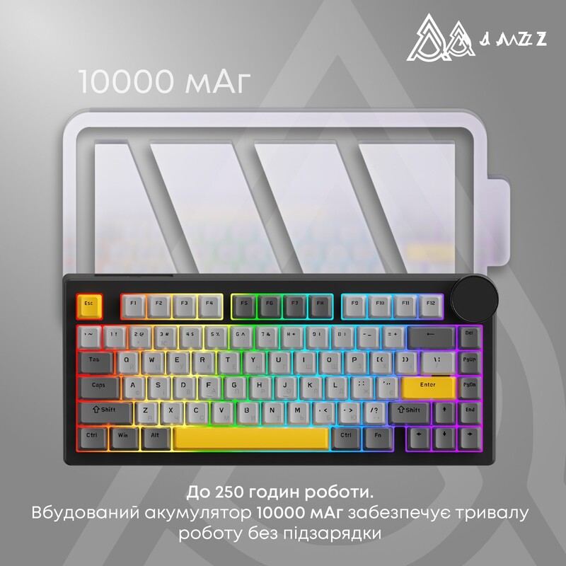 Клавіатура бездротова Ajazz AK820 V2 Coconut Flake Switch Purple/White/Blue (AK820-V2-CF-PWB)