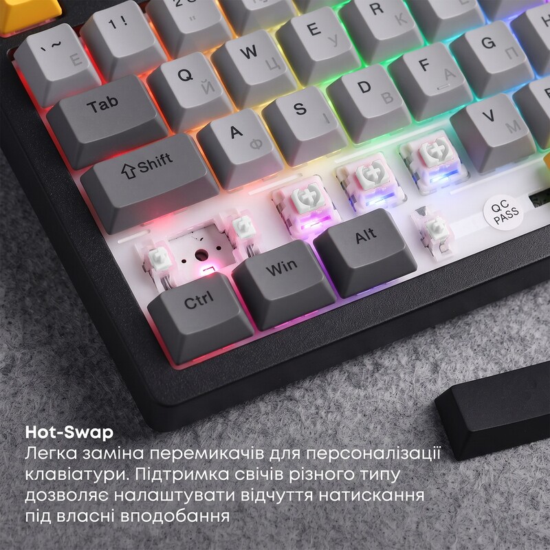 Клавіатура бездротова Ajazz AK820 V2 Coconut Flake Switch Purple/White/Blue (AK820-V2-CF-PWB)