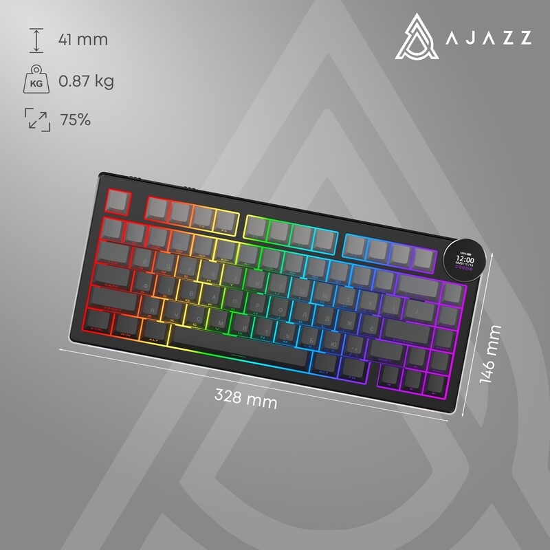 Клавіатура бездротова Ajazz AK820 V2 White Peach Switch Black/Gray/Yellow (AK820-V2-WP-BGY)