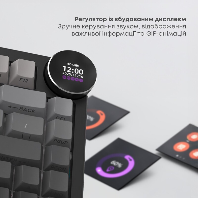 Клавіатура бездротова Ajazz AK820 V2 White Peach Switch Black/Gray/Yellow (AK820-V2-WP-BGY)