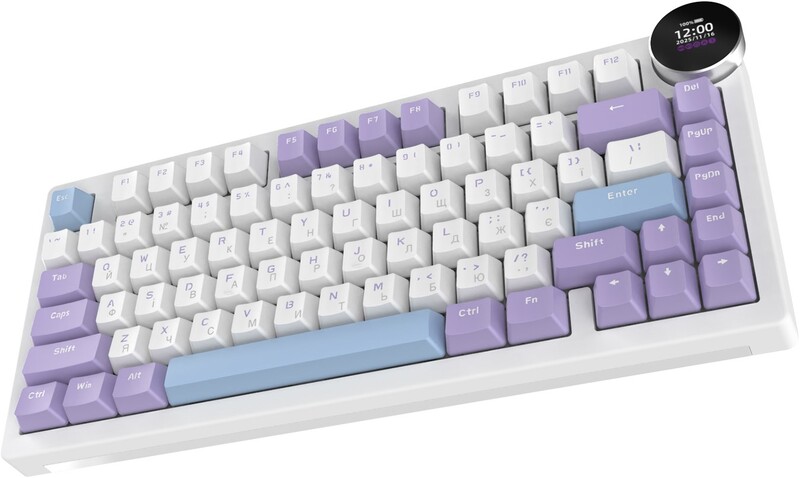 Клавіатура бездротова Ajazz AK820 V2 White Peach Switch Purple/White/Blue (AK820-V2-WP-PWB)