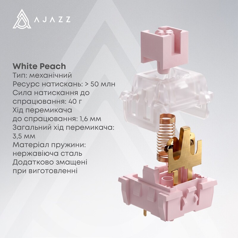 Клавіатура бездротова Ajazz AK820 V2 White Peach Switch Purple/White/Blue (AK820-V2-WP-PWB)