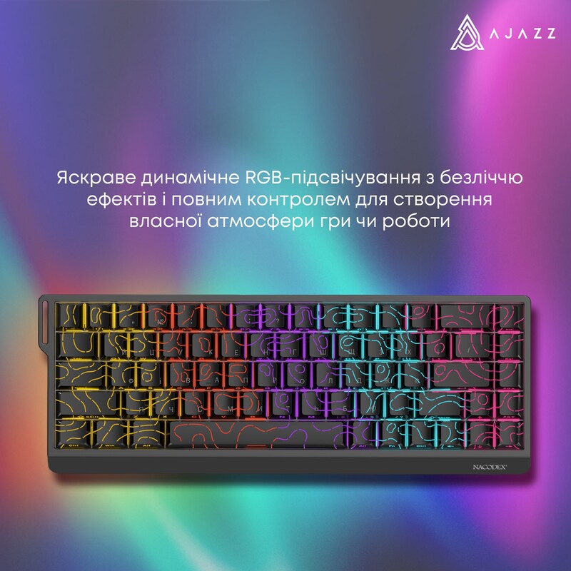 Клавиатура Ajazz NK68 V2 Red Switch Black/Grey/Yellow (NK68-V2-R-BGY)