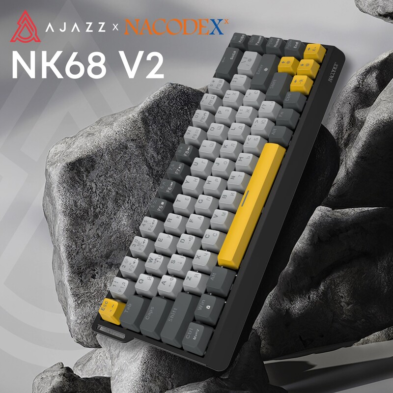 Клавиатура Ajazz NK68 V2 Red Switch Black/Grey/Yellow (NK68-V2-R-BGY)