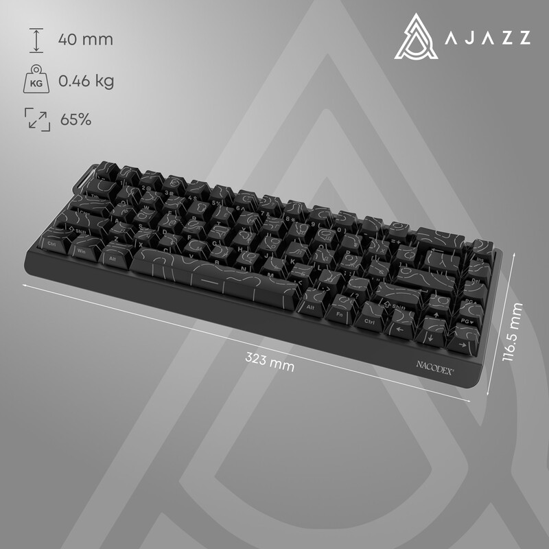 Клавиатура Ajazz NK68 V2 Red Switch Black/Grey/Yellow (NK68-V2-R-BGY)