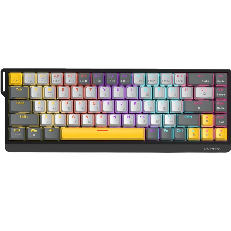 Клавиатура Ajazz NK68 V2 Red Switch Black/Grey/Yellow (NK68-V2-R-BGY)