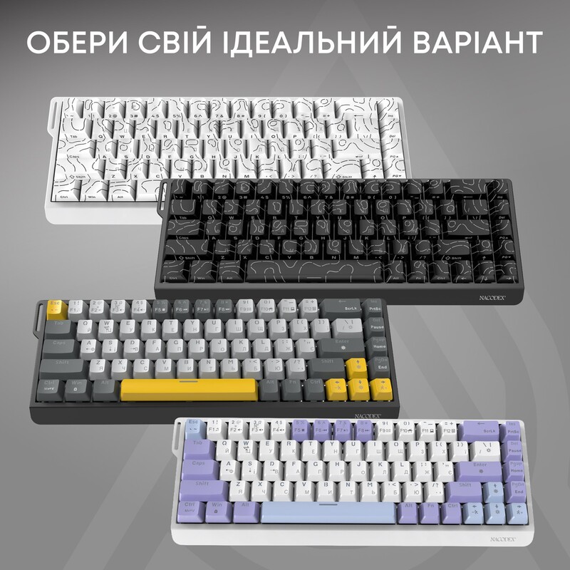 Клавиатура Ajazz NK68 V2 Red Switch Black/Grey/Yellow (NK68-V2-R-BGY)