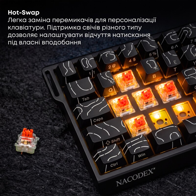 Клавиатура Ajazz NK68 V2 Red Switch Black/Grey/Yellow (NK68-V2-R-BGY)