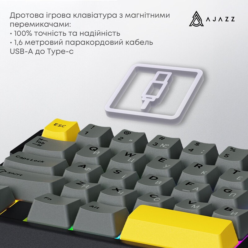 Клавіатура Ajazz AK029 Ice lsland Magnetic Switch White/Blue (AK029-I-WB)