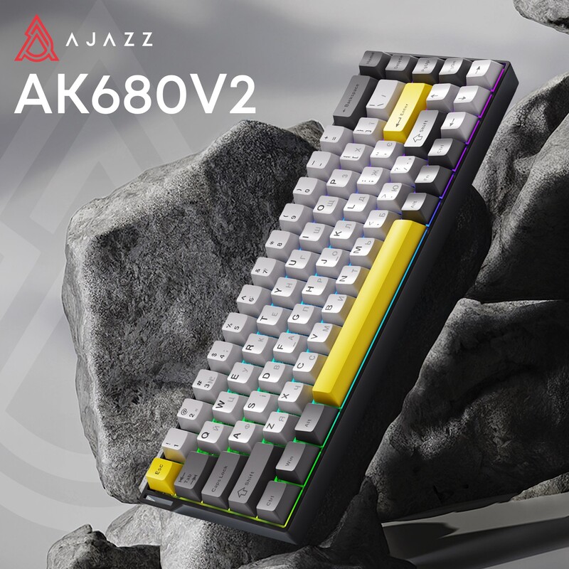 Клавіатура Ajazz AK680 V2 Ice Island Magnetic Switch Black/Gray/Yellow (AK680-V2-I-BGY)