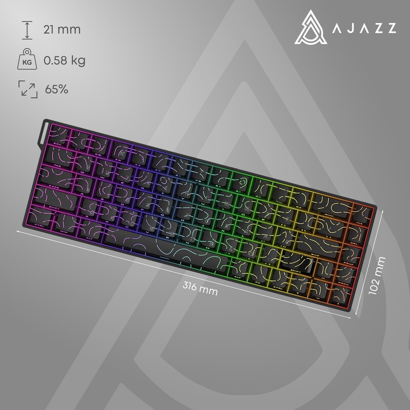 Клавіатура Ajazz AK680 V2 Ice Island Magnetic Switch Gray/Black (AK680-V2-I-GB)