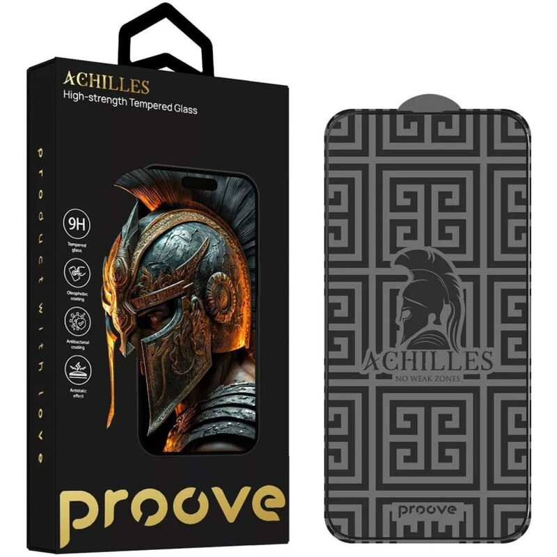 Защитное стекло Proove Achilles для iPhone 13/13 Pro/14/16e/17e Black (PGPAIP140001)
