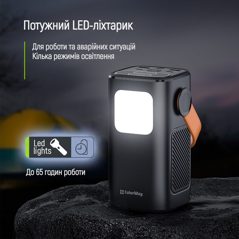 Універсальна мобільна батарея ColorWay 40000mAh NightWork (USB QC4.0 + USB-C PD65W) Black (CW-PB400LP06BK)
