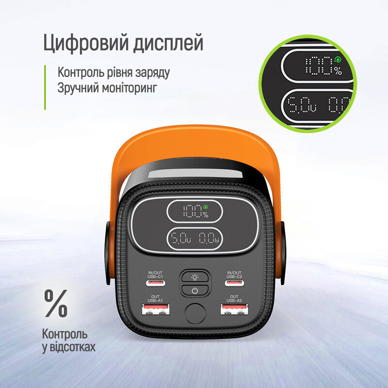 Універсальна мобільна батарея ColorWay 40000mAh NightWork (USB QC4.0 + USB-C PD65W) Black (CW-PB400LP06BK)