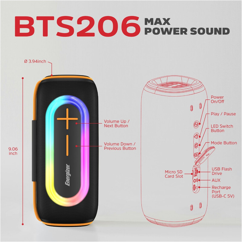 Акустична система Energizer BTS206 Black