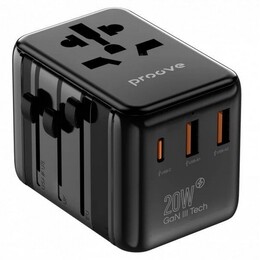 Универсальный адаптер Proove 1, 2xUSB-A, 1xUSB-C, чёрный (TATL20310001)