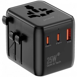 Универсальный адаптер Proove 1, 3A, 2xUSB-A, 1xUSB-C, чёрный (TATL25310001)