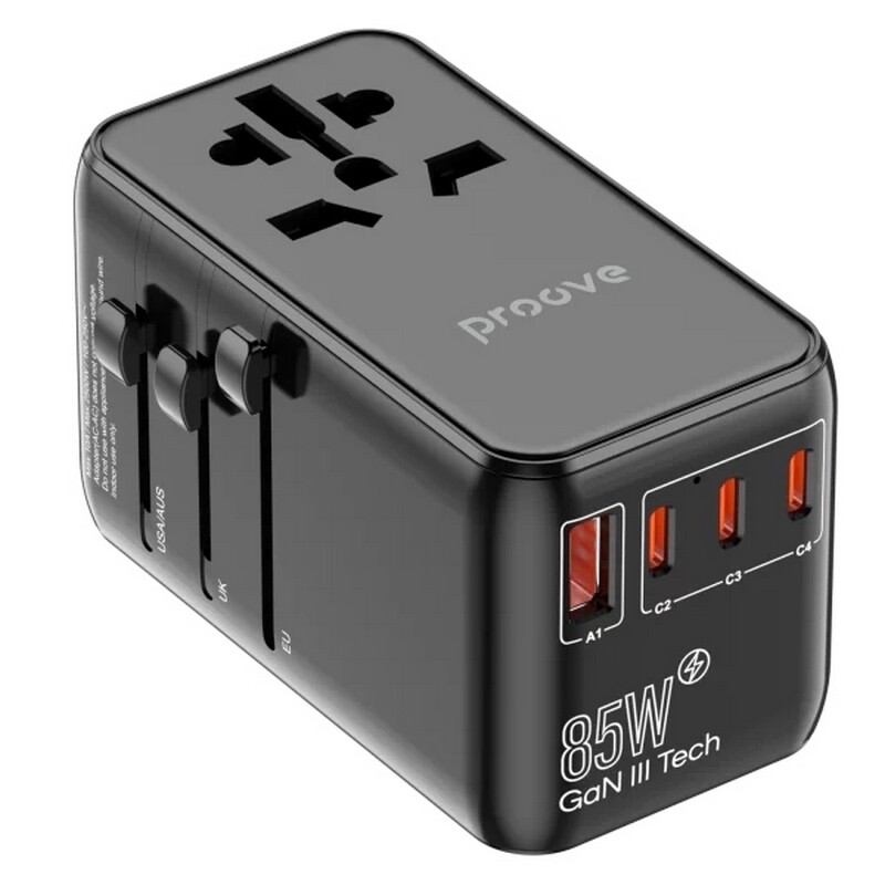 Универсальный адаптер Proove 1, 10A, 1xUSB-A, 4xUSB-C, чёрный (TATR85130001)