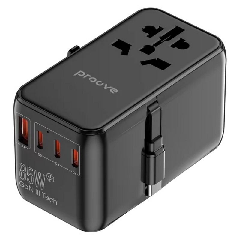 Универсальный адаптер Proove 1, 10A, 1xUSB-A, 4xUSB-C, чёрный (TATR85130001)