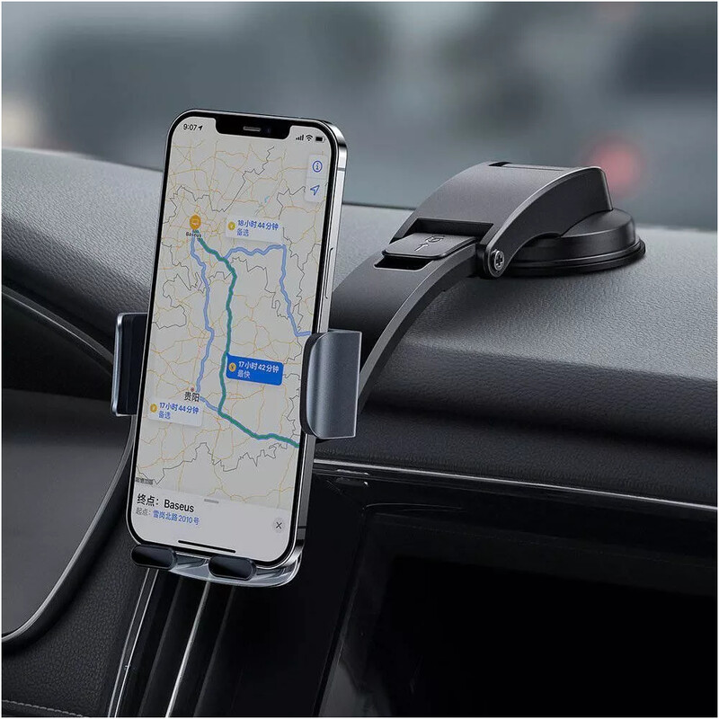 Тримач автомобільний для смартфона Baseus Easy Control Clamp Car Mount Holder (A Set) Black (SUGX020001)