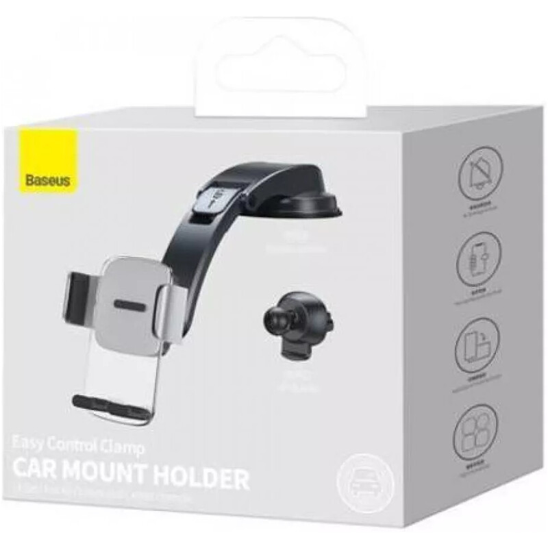 Тримач автомобільний для смартфона Baseus Easy Control Clamp Car Mount Holder (A Set) Black (SUGX020001)