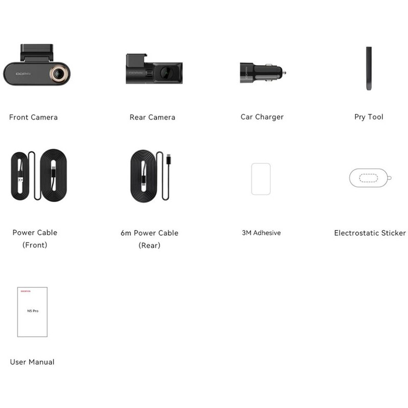 Відеореєстратор DDPai Dashcam N5 Pro + камера заднього виду (6934915208166)