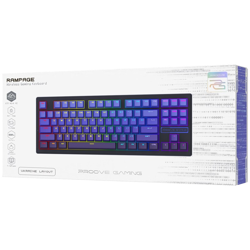 Клавіатура бездротова Proove Gaming Rampage Gradient Purple/Black