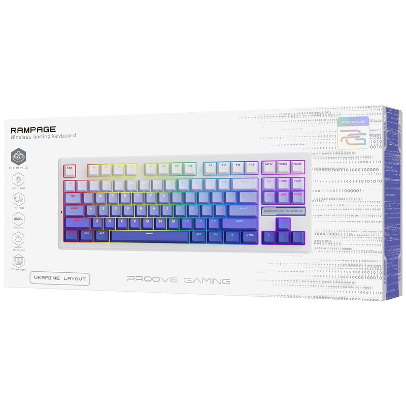Клавіатура бездротова Proove Gaming Rampage Gradient Purple/White