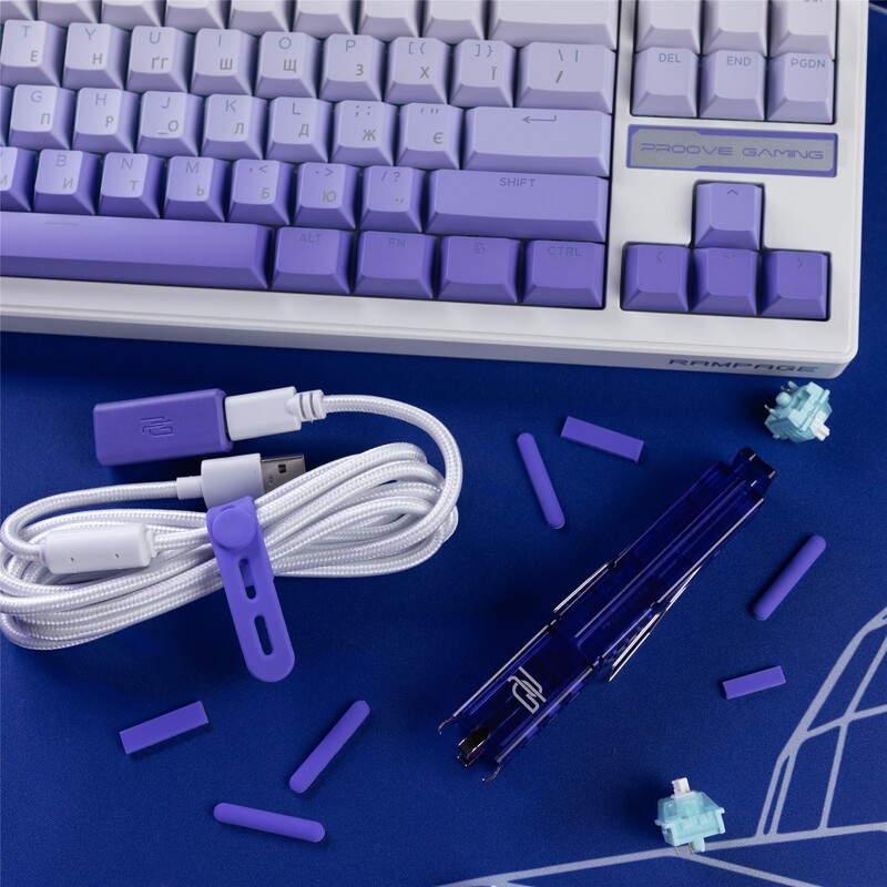 Клавіатура бездротова Proove Gaming Rampage Gradient Purple/White