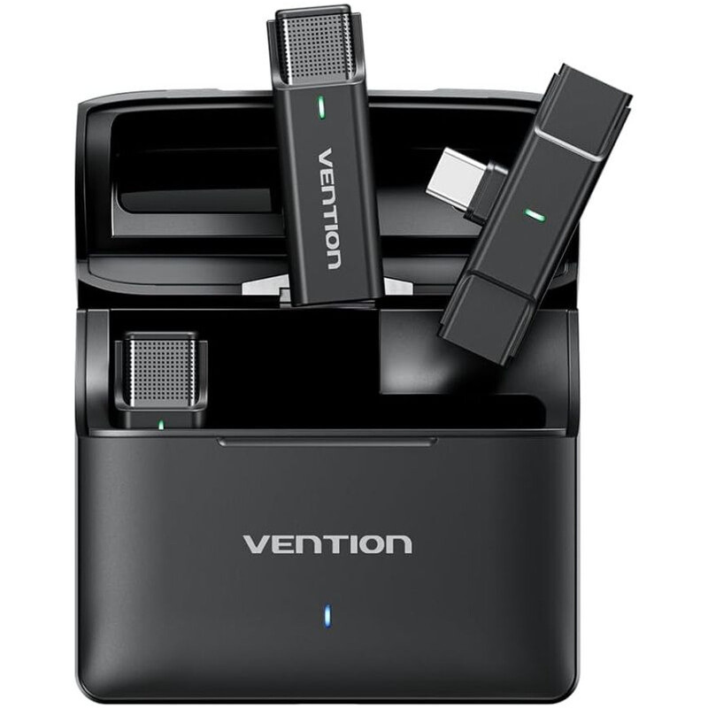 Микрофон Vention USB-C 2-Pack Wireless Lavalier with Charging Case Black (NCAB0)