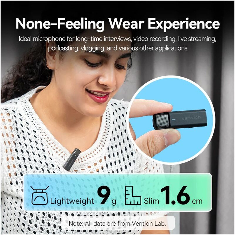 Микрофон Vention USB-C 2-Pack Wireless Lavalier with Charging Case Black (NCAB0)